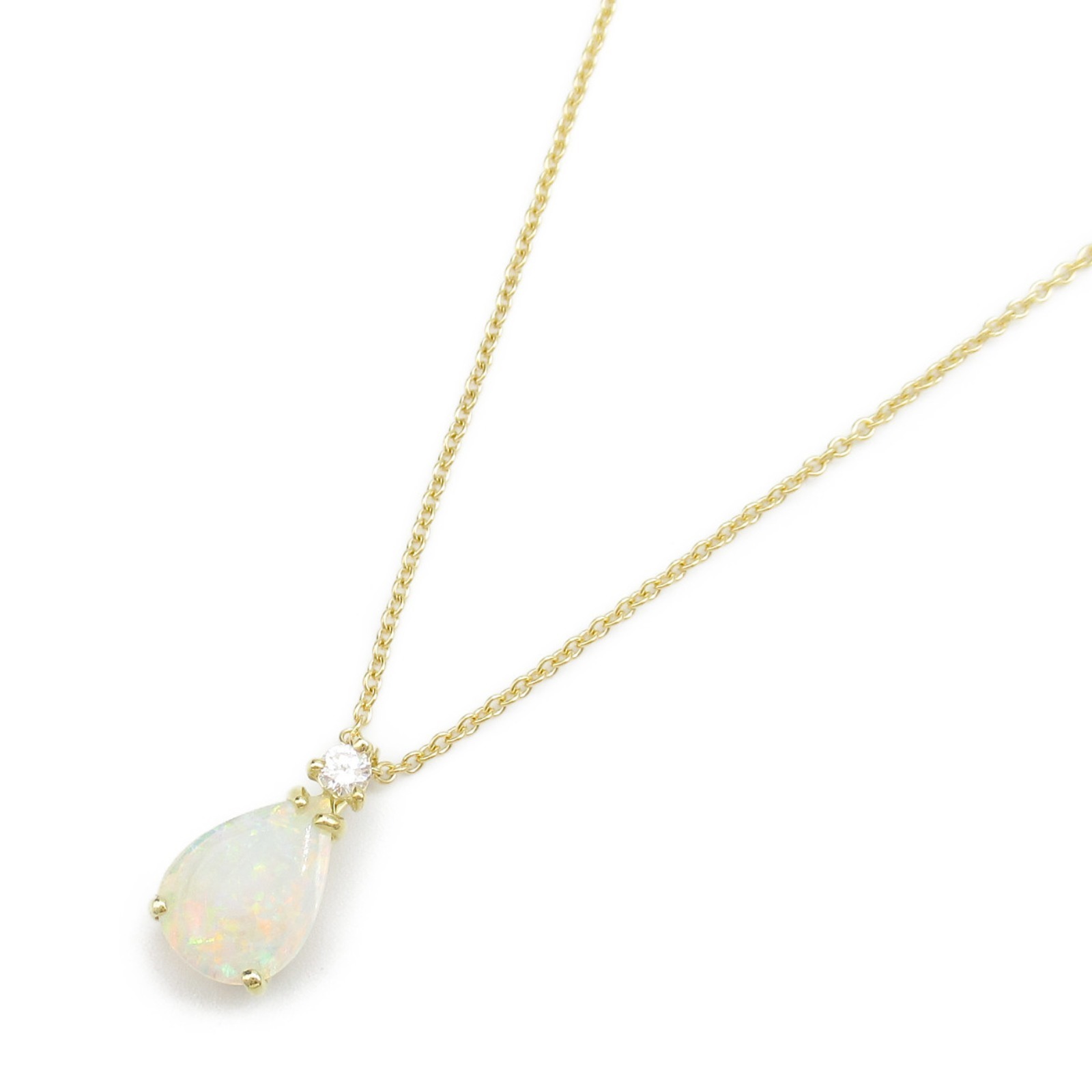Tiffany Opal Diamond Necklace Yellow Gold Diamond Opal
